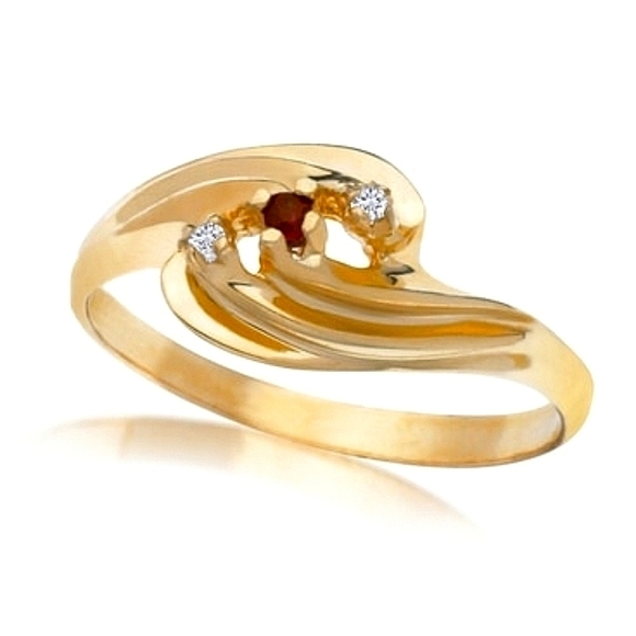 Vintage 14K Gold Overlay Diamond Engagement Ring Genuine Ruby & Diamond - Picture 2 of 3